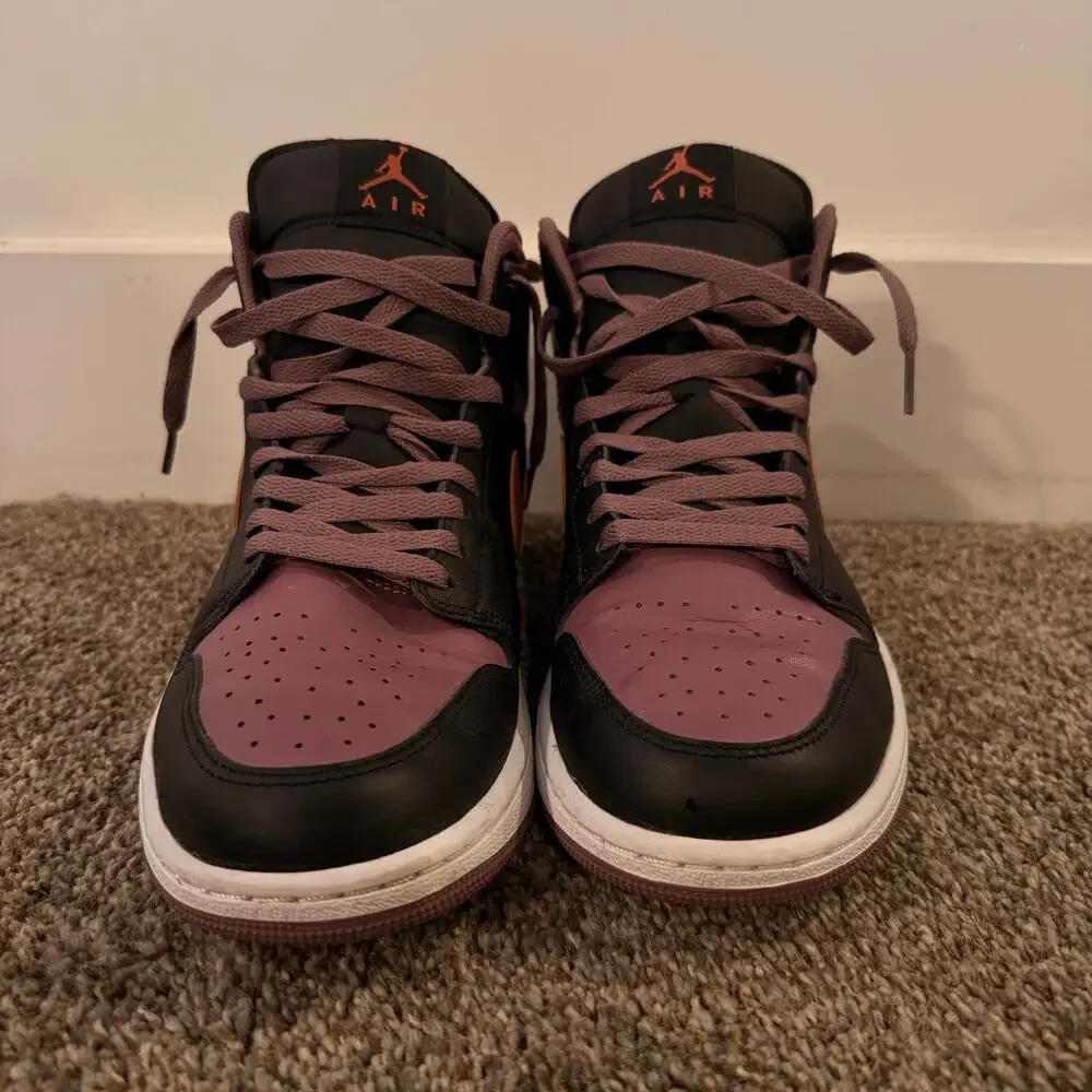 NIKE Men's Air Jordan 1 Mid SE Black Sky J Mauve Shoes Size 10